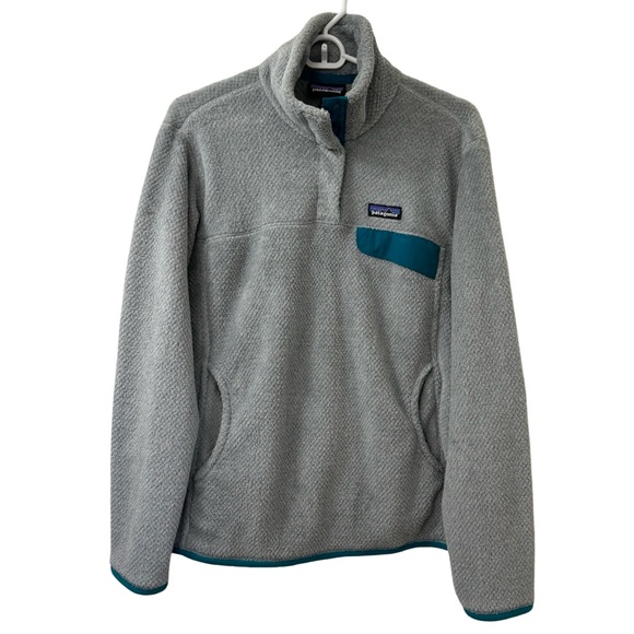 Patagonia Synchilla Pullover Fleece Jacket Gray Blue Snap Woman’s Large - Picture 1 of 5